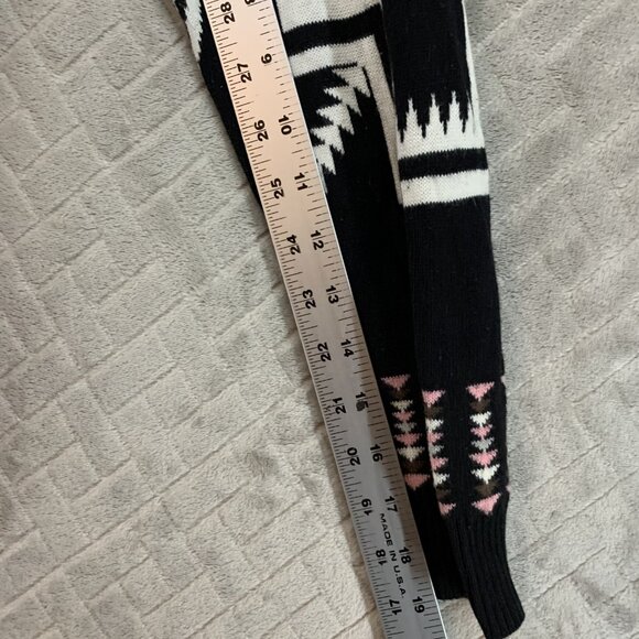 Allie & Rob Womens M Cardigan Sweater Black Aztec Print Geometric Open Front - Picture 11 of 16